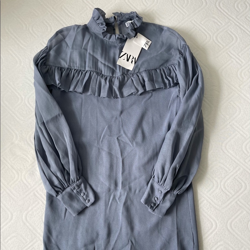 ZARA KNIT ORGANZA DRESS - Picture 8 of 15